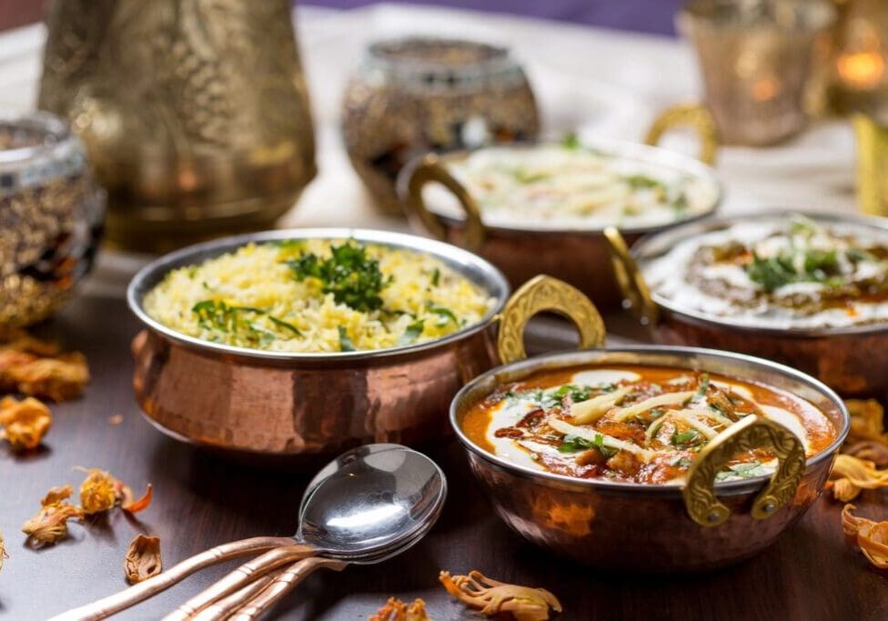 A table with several different types of food.